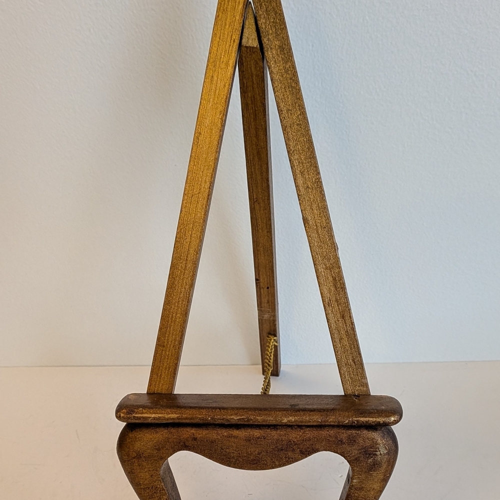 Gold Tabletop Wooden Vintage Easel Photo Art Manu display
